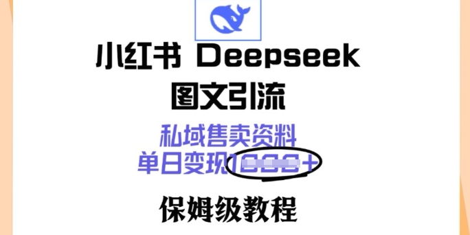 小红书Deepseek图文引流，私域售卖资料，单日变现多张，保姆级教程-爱学库