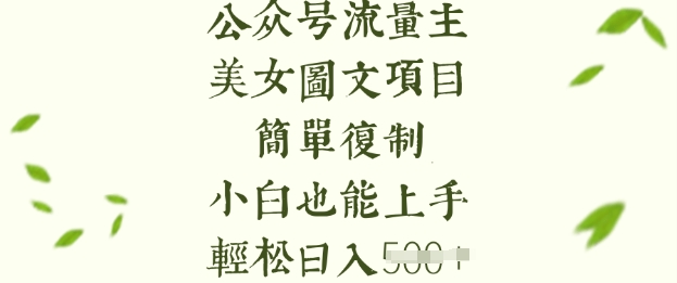 流量主长期收益项目，美女图片简单复制，小白也能上手，轻松日入5张-爱学库
