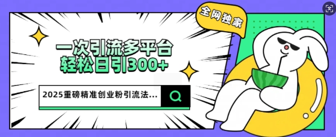 2025重磅全网独家引流法，一次多平台，轻松日引300+精准创业粉-爱学库