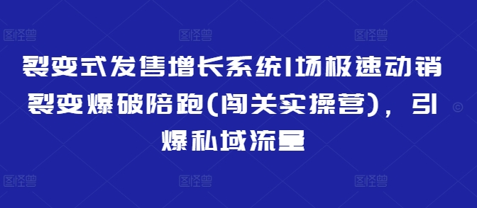 裂变式发售增长系统1场极速动销裂变爆破陪跑(闯关实操营)，引爆私域流量-爱学库
