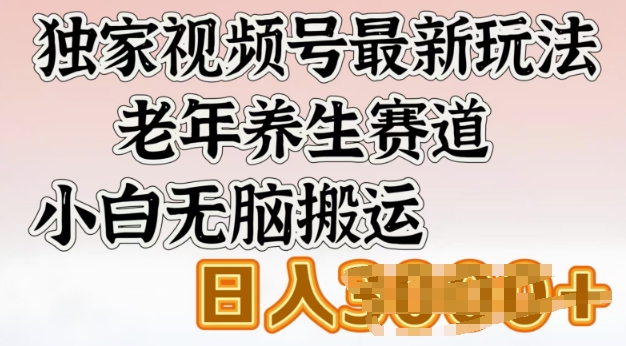独家视频号最新玩法，老年养生赛道，小白无脑搬运，日入多张-爱学库