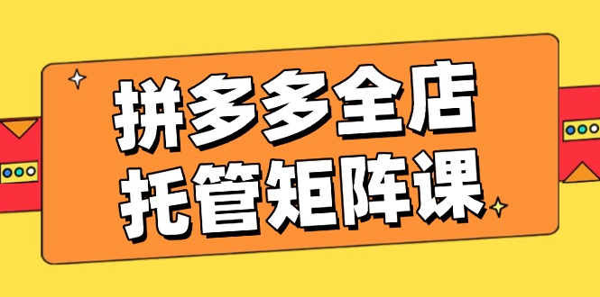 （14328期）拼多多全店托管矩阵课，盈利动销玩法，高效计划设置，提升店铺效益-爱学库