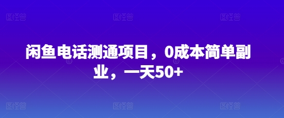 闲鱼电话测通项目，0成本简单副业，一天50+-爱学库