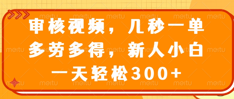 （14294期）审核视频，几秒一单，多劳多得，新人小白一天轻松300+-爱学库