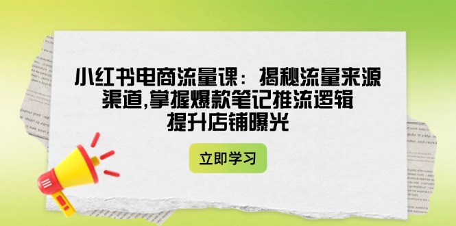 （14318期）小红书电商流量课：揭秘流量来源渠道,掌握爆款笔记推流逻辑,提升店铺曝光-爱学库