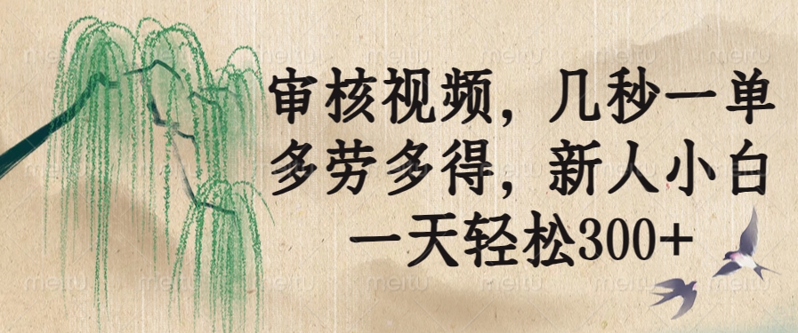 （14202期）审核视频，几秒一单，多劳多得，新人小白一天轻松300+-爱学库