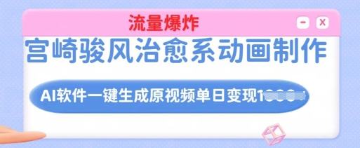 宫崎骏风治愈系动画制作，AI软件一键生成原创视频流量爆炸，单日变现多张，详细实操流程-爱学库