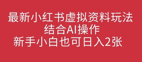 最新小红书虚拟资料玩法结合AI操作，新手小白也可日入2张-爱学库